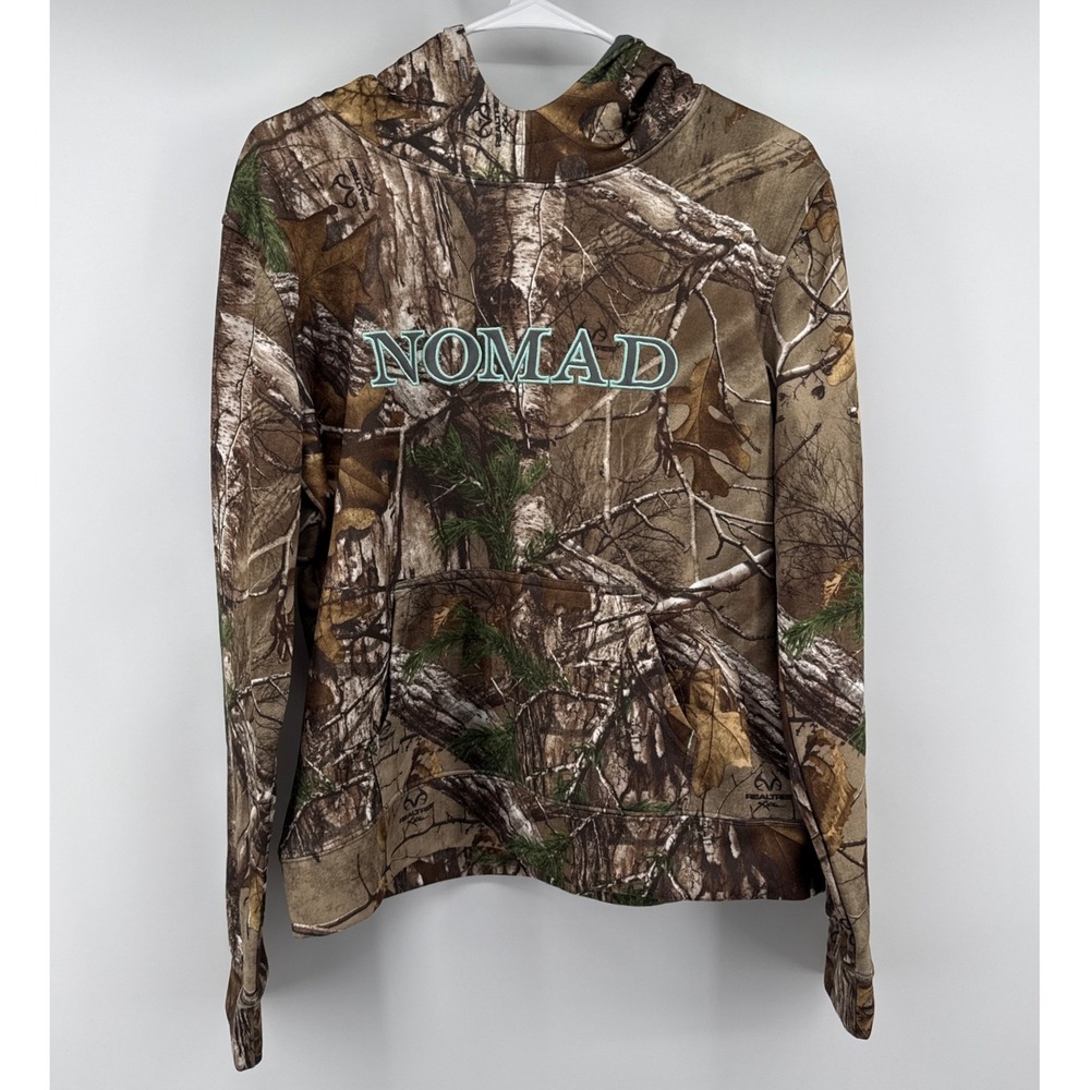 NOMAD Mens Realtree Edge Camo Pullover Hoodie Brown Fleece Size Medium